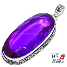 Valentines Deal 925 Sterling Silver Natural Pink Amethyst Sister Pendant Jewelry