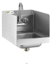 12x16 Wall Mounted commercial Sink Gooseneck Faucet 2 Side Splash NSF STAINLESS