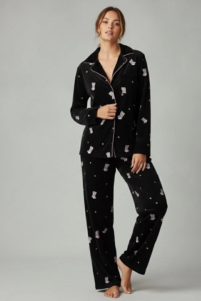 Nasty Gal Womens Velvet Western Cowgirl Colorful Pajama Set Black Small
Opens in a new window or tab