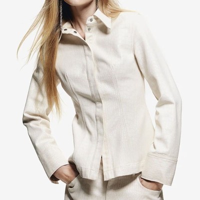 H&M Divided PATTERNED TWILL SHIRT shacket in beige crocodile S new Y2K