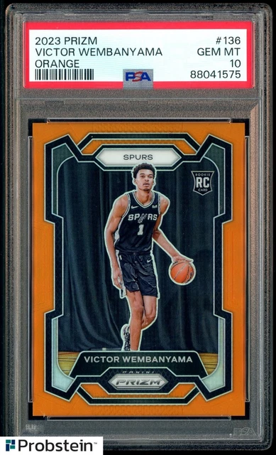 2023-24 Panini Orange Prizm #136 Victor Wembanyama Spurs RC Rookie 47/49 PSA 10