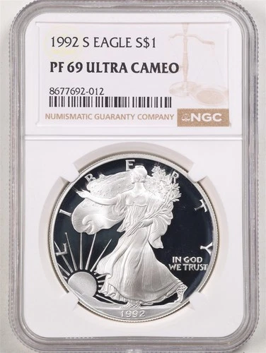 1992-S 1oz Proof Silver American Eagle PF69UCAM NGC 8677692-012
