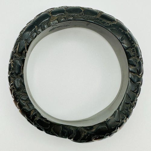Bracciale Serpente Vintage Toni Marroni Resina Intagliata Pelle di Serpente Tema Rettile - Foto 4 di 8