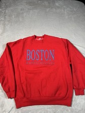 Vintage 90s Boston Massachusetts Crewneck Sweatshirt XL Red Pullover