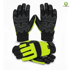 2 Pair -Hi-Visibility Insulated Waterproof Gloves Size Medium Work Safety Gloves