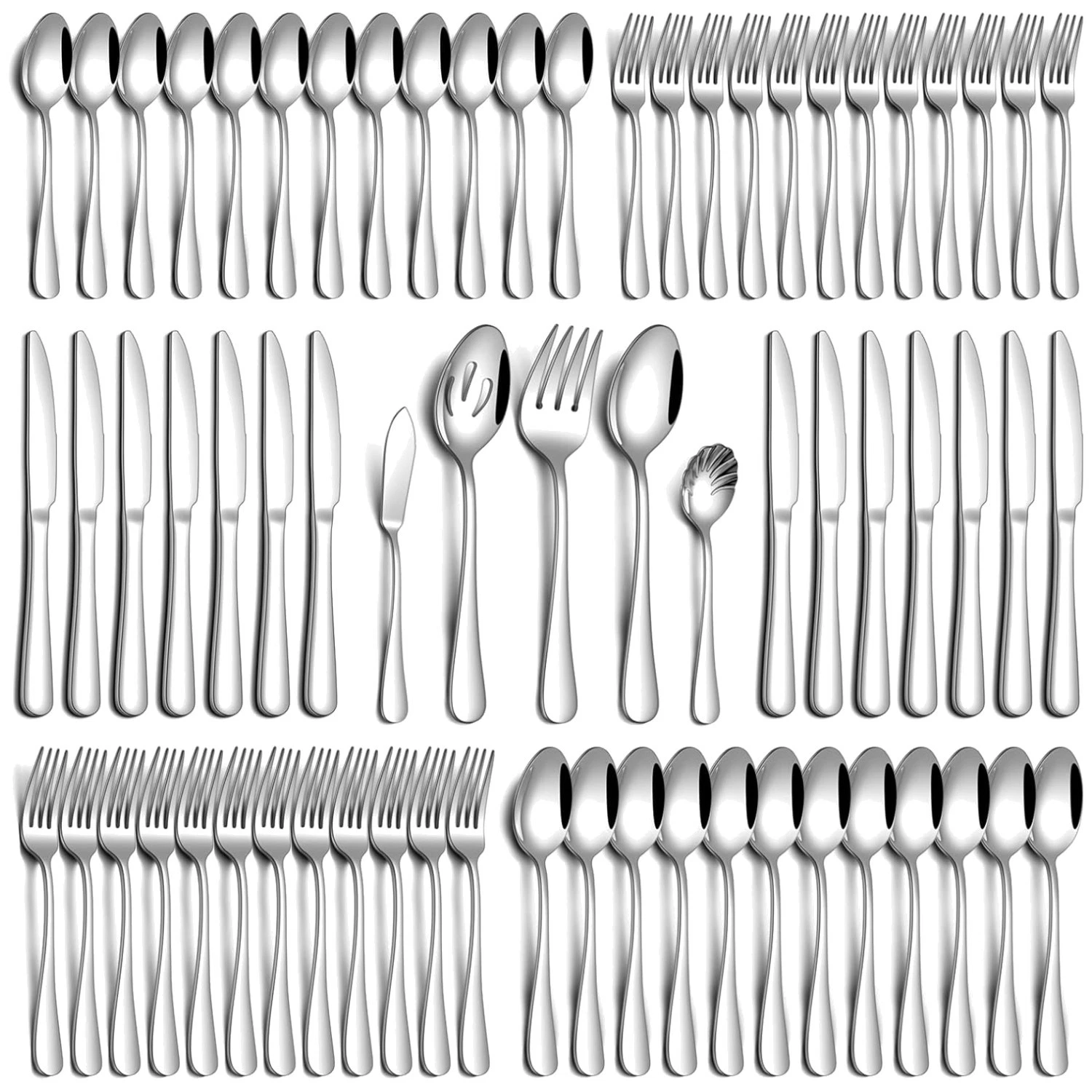 Stainless Steel Flatware Set - 65 Pieces