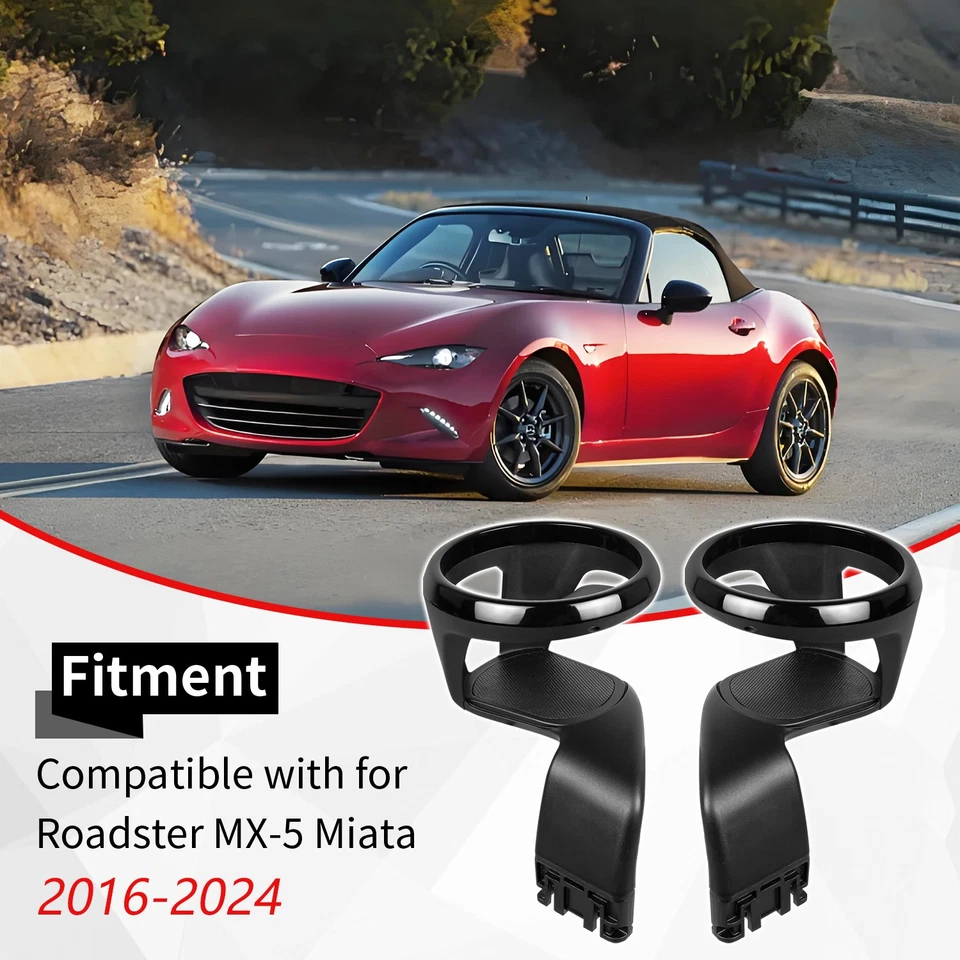 2X Black Drink Cup Holder Left Right For MAZDA Roadster MX-5 Miata 2016-2025 - Image 4 of 4