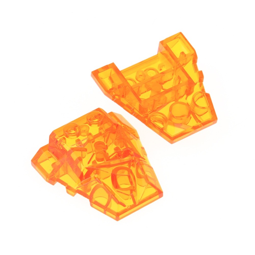 2X Lego Roof Brick 4X4X1 Transparent Orange Wedge Rock 6507894 28625 64867