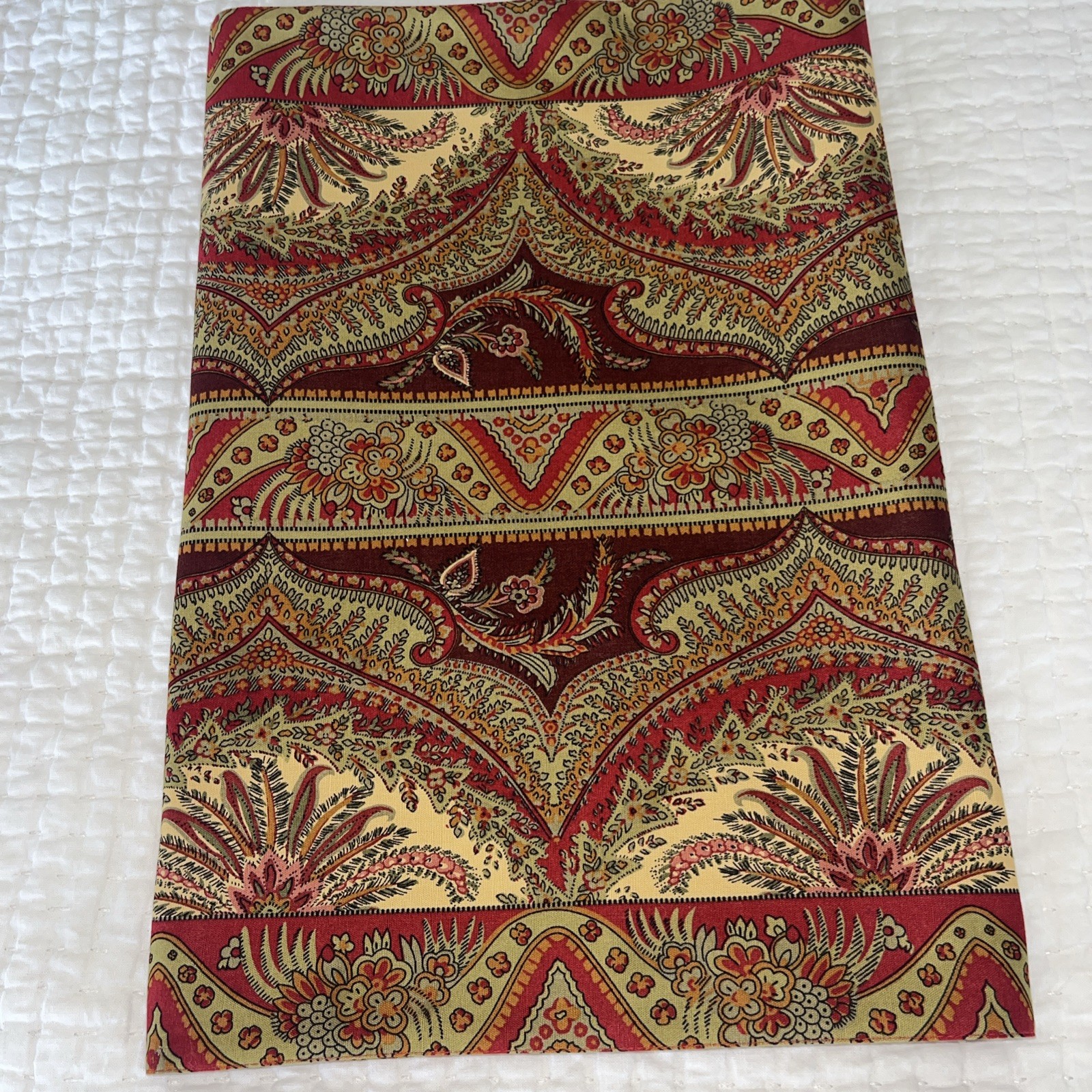 POTTERY BARN Red/Green/Yellow Cotton Table Runner 20x108" Large Beautiful