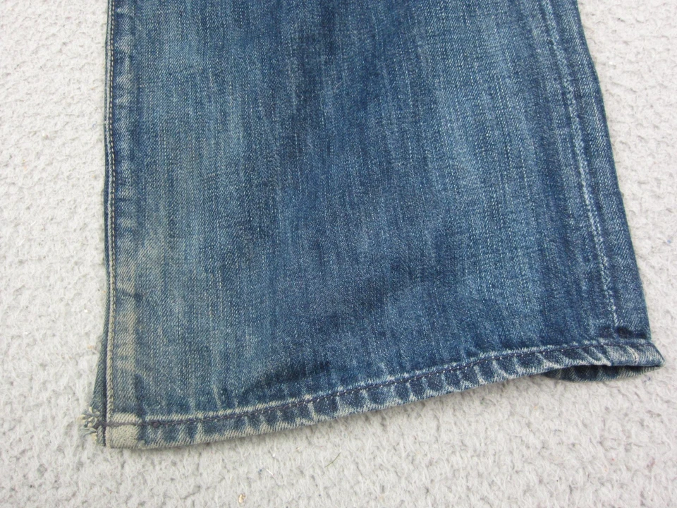 7 For All Mankind Jeans Mens 32 33 Blue Denim Bootcut Flared Relaxed Made in USA - Image 4 of 4