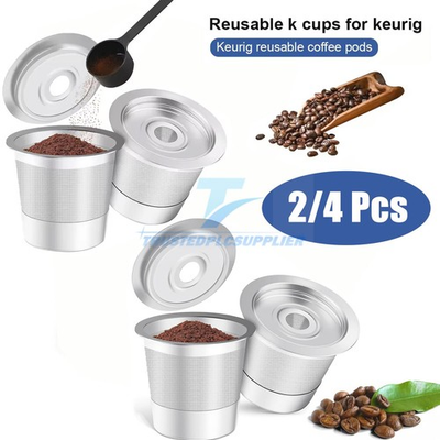 #ad 2 4 Pack K Cup Reusable Coffee Pods for Keurig: Stainless Steel Refillable K Cup $10.99