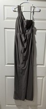 City Studio Size 11 Gray Sleeveless Asymmetrical Neckline Evening Sheath Dress