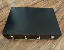 Wood Travel Paint Art Supplies Box Hinged Storage 4 Tiers 17.5” x 12” x 4”