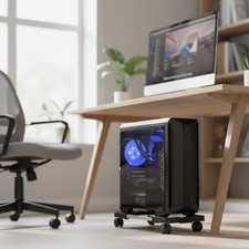 Adjustable Computer Tower Stand PC Mobile CPU with 4 Rolling Caster Wheels