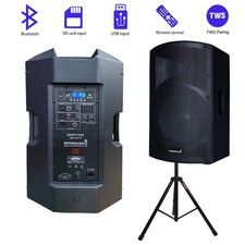 STARAUDIO 15" Powered TWS PA Speaker W/DJ Speaker Stand Height Tripod Universal