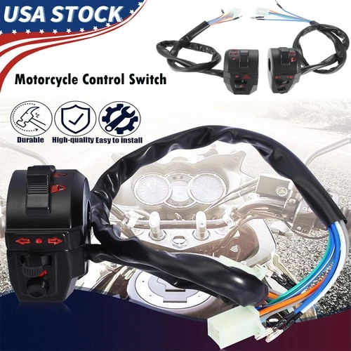 2Pcs Left & Right Side Control Switch fit for 7/8" (22mm) Handlebar Honda Black