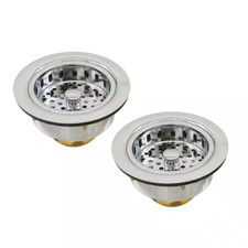 3-1/2 In. Post Style Kitchen Sink Basket Strainer in Polished Nickel 2-Pack 