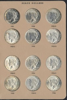 US Coins Peace Silver Dollar BU Set 1921 35 COMPLETE Dasnco Album NO RESERVE!