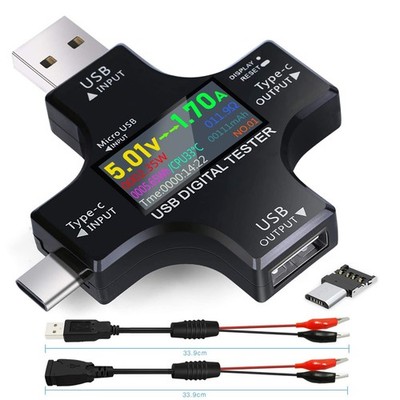 USB C Tester,2 in 1 Tester Color Screen IPS Digital Multimeter(2024),Voltage,...