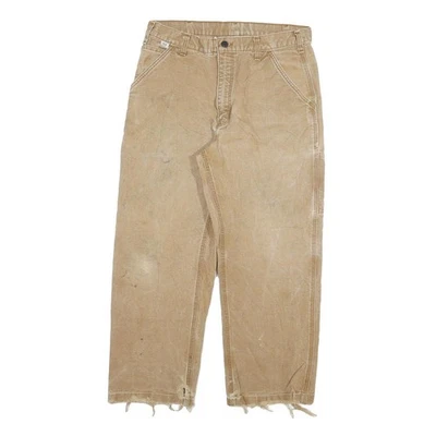 CARHARTT Hommes Coupe Standard Beige Jean W32 L26 Travail Fermeture Éclair - Photo 1/4