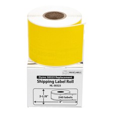 DYMO LW 30323 YELLOW Direct Thermal COLOR Labels - 4 Rolls - 2-1/8" x 4"