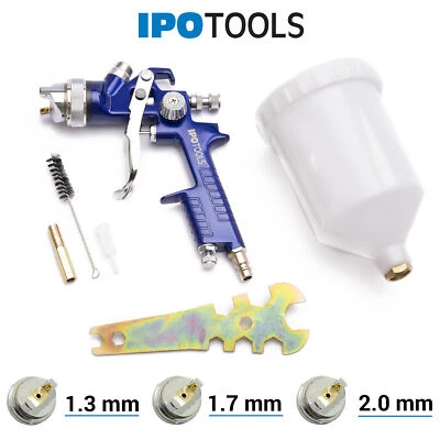 IPO-TOOLS HVLP Lackierpistole Spritzpistole Spraypistole Rostfrei Düsen 1,3mm 1,7mm 2,0mm
