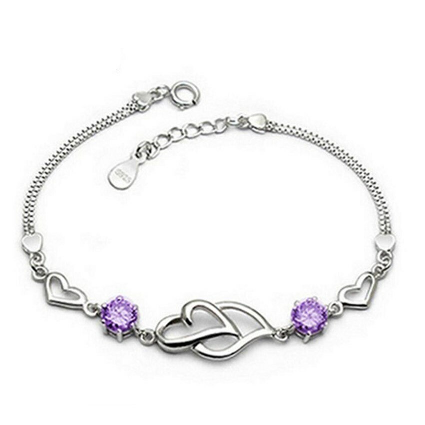 Pulsera De Plata De Ley 925 Con Dise o De Coraz n Cristal Joya Para pulsera-de-plata-de-ley-925-con-dise-o-de-coraz-n-cristal-joya-para