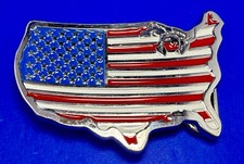United States of America Flags Figural Cutout Patriotic Belt Buckle