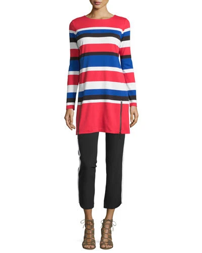 MICHAEL MICHAEL KORS Abito in maglia a righe con dettaglio zip vero rosso taglia XL