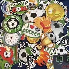 Lot Of 50 Soccer/Football Vinyl Stickers Luggage Laptop Guitar Case Skateboards