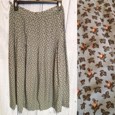VTG JG Hook 80s 90s Light Blue Ditsy Floral Pleated Fit Flare Midi Skirt W26"