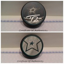 Ty Dellandrea Autographed Signed Dallas Stars Puck COA Reverse Retro Puck