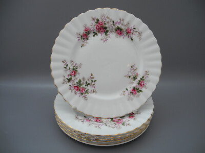 Royal Albert 6 Brotteller LAVENDER ROSE Kuchen Gebäck Blumemdekor