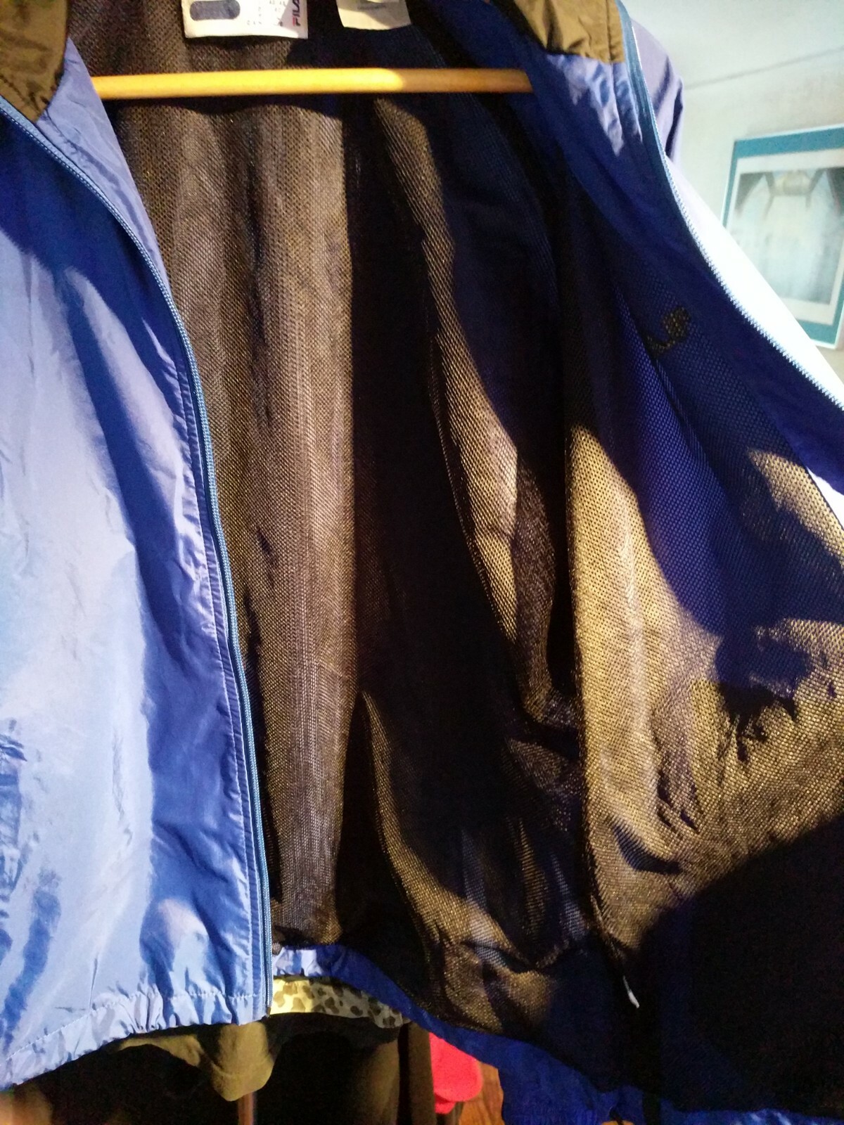 Giacca a vento vintage Fila Poly blu elettrico L