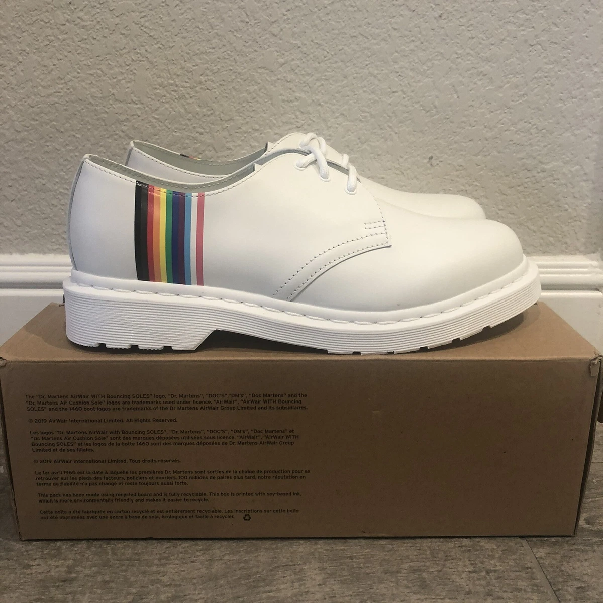 NEW Dr Martens 1461 For Pride Oxford Shoes White Smooth Leather M9/W10, M10/W 11 Dr. Martens 1461 Patent White Leather Lamper Oxfords Shoes  main image 2