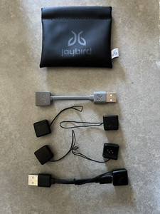 Lot of Jaybird X3/4 Charging Docks, USB cables, Pouch, & Earbud Accessories