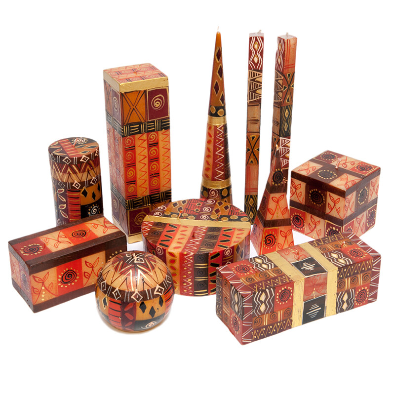Kapula Fair Trade Candle Hand Painted in South Africa Safari Gold