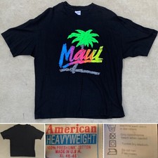 Vintage Maui T Shirts Neon Graphics Palm Tree Single Stitch Made In USA Size XL