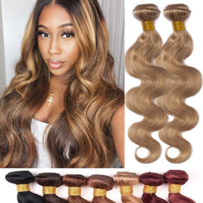 Indian Unprocessed Virgin Human Hair Weave Extensions 3Bundles=300G Weft BLONDE