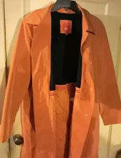 Vintage Esprit Outwear Women XL Orange Button Up Raincoat Jacket Trench Coat