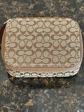 COACH Triple Pill Case Khaki Signature C's With Mahogany Trim VERY RARE NWT