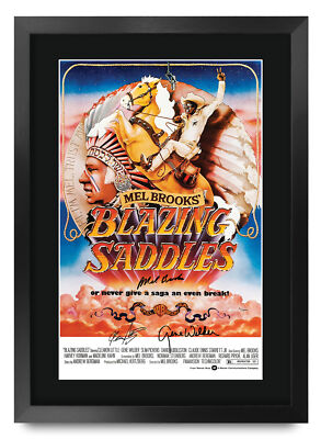 Blazing Saddles Filmplakat Cast signiert gedruckt Autogramm A3 gerahmt Memorabilia