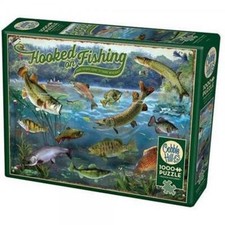 Hooked on Fishing Jigsaw Puzzle 1000 pc NIB Cobble Hill Made in America