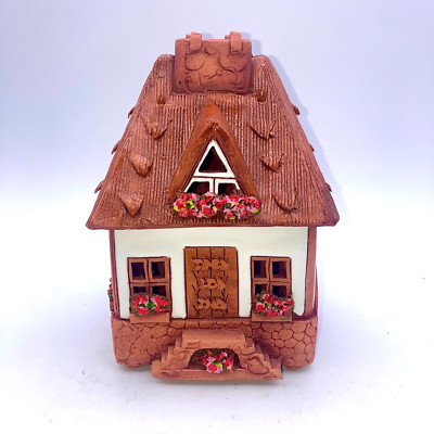 Lithuanian Clay Cottage Incense Burner Tea Light Maribor Kunstgewerbe Vintage
