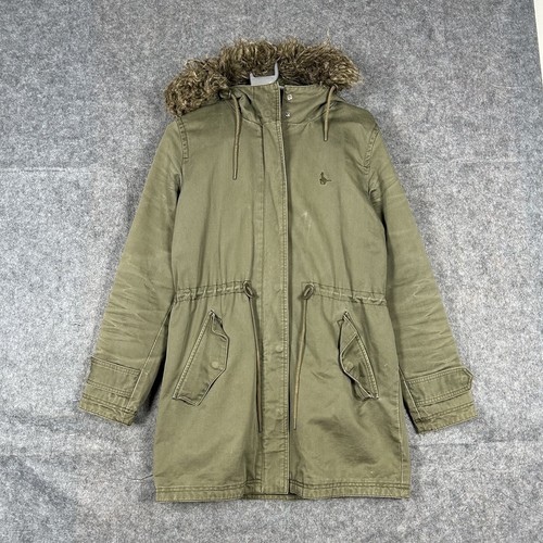 Abrigo Jack Wills Mujer Verde Parka Chaqueta Fuax Piel Capucha