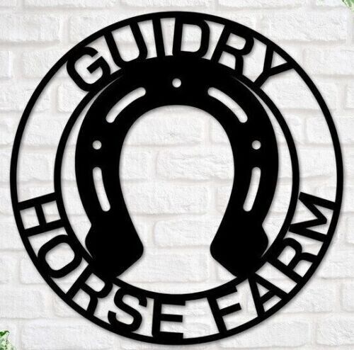 Customized Metal Horse Shoe Farmhouse Ranch Name Address Sign Decorative Gift - Picture 1 of 9