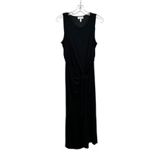 Sofia Jeans Womens Black Maxi Dress Sleeveless Tie Waist Size Large Slit