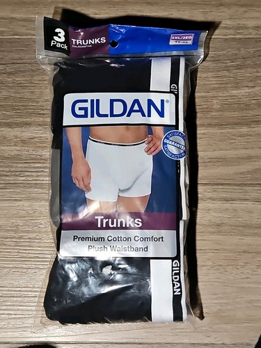 3 Pack Men's Gildan Trunks Boxer Briefs Size 2XL 44-46 Underwear Black Gray -NEW - Picture 1 of 2
