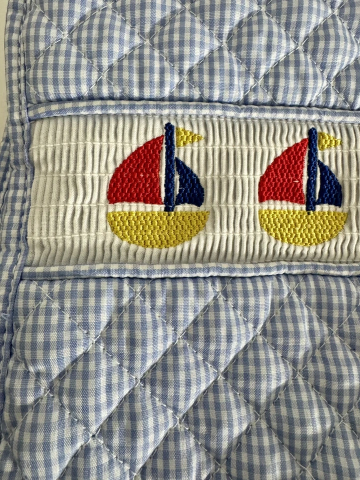 Bolsa de ropa acolchada acolchada azul guinga 42 X 17 Foto 3 de 4