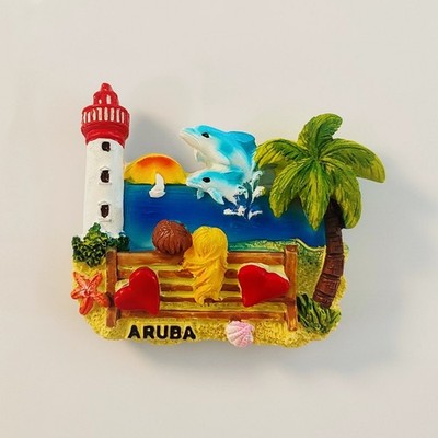 Caribbean Paradise Aruba Tourist Souvenir Resin Refrigerator Fridge Magnet Craft